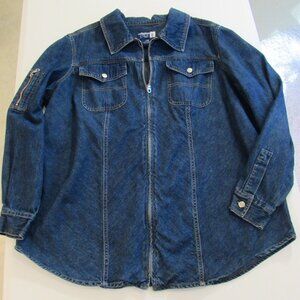 Vintage Venezia Jeans Lightweight Cotton Denim Zip Shirt/Jacket Large